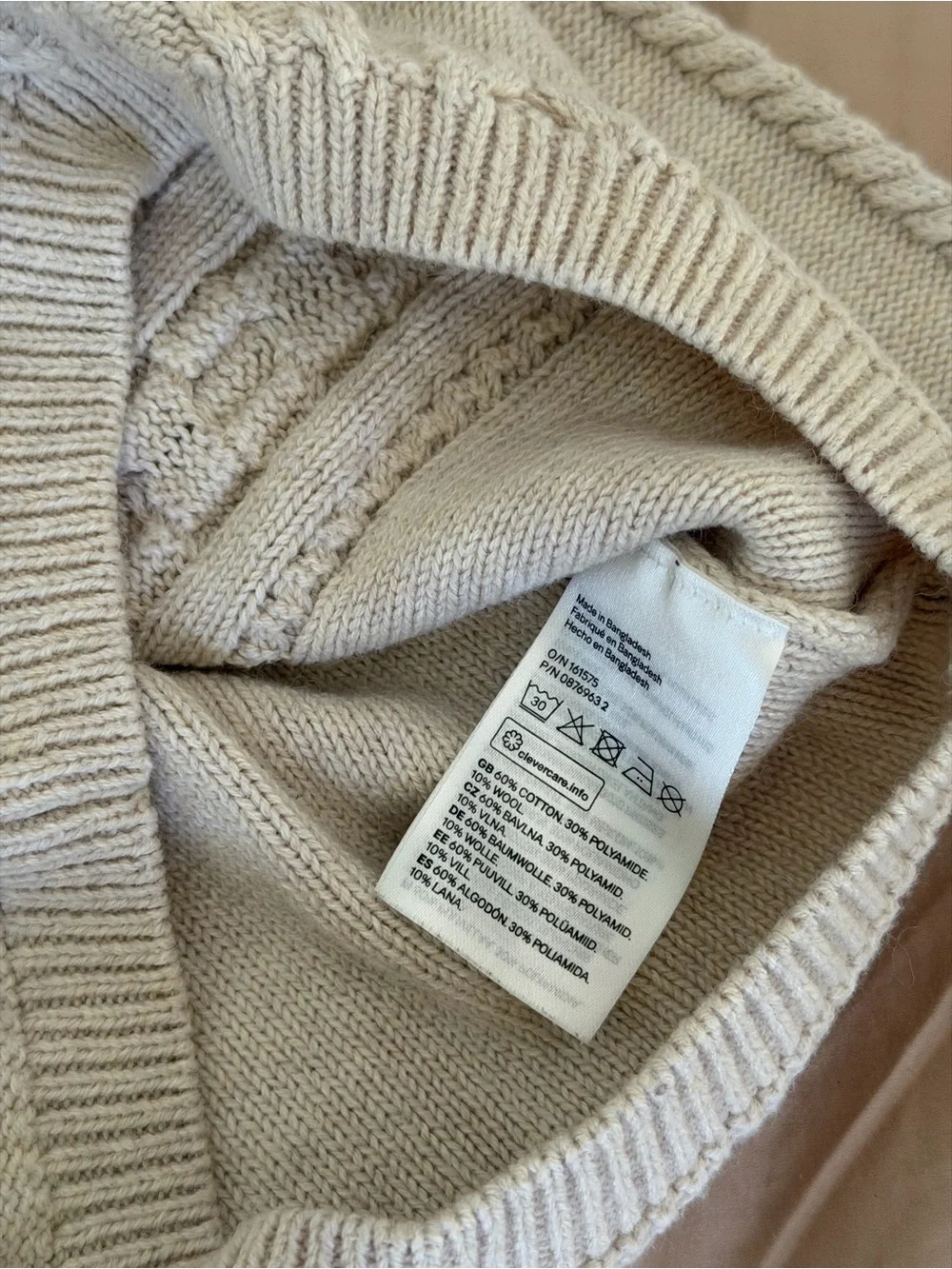 H&M Cream Cable Knit Crewneck Sweater 18-24M